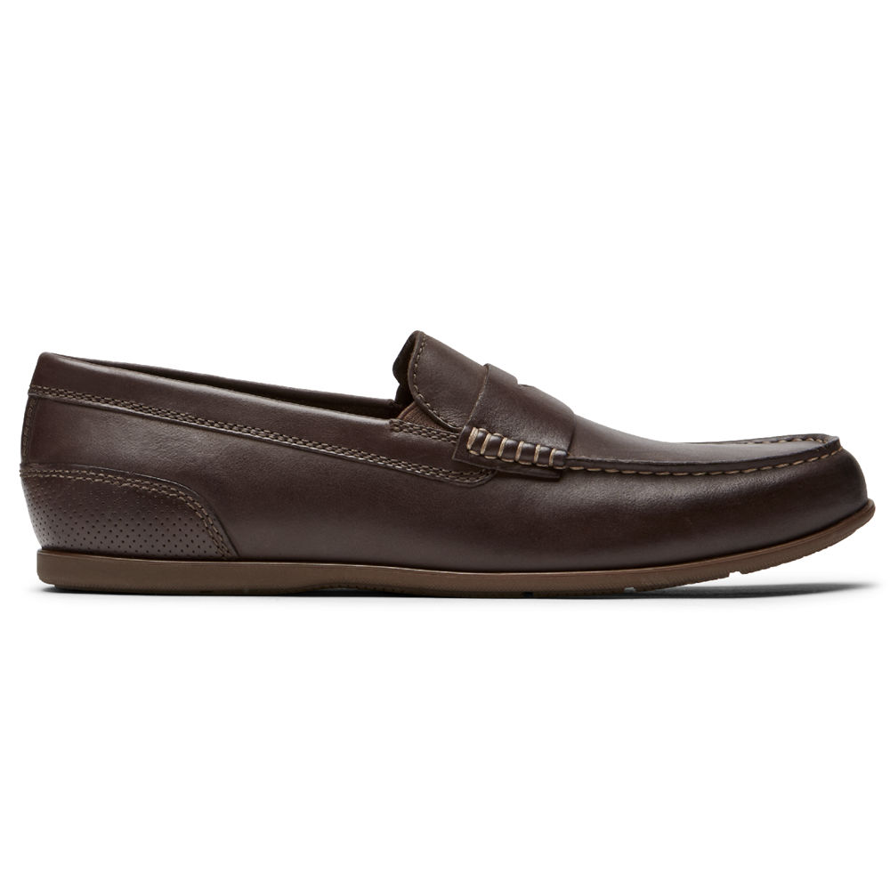 Rockport Singapore Mens Slip-On - Malcom Penny Dark Brown - XN1428759